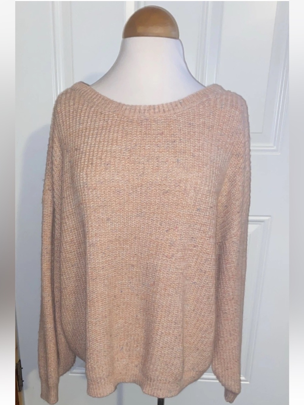 LOVE RICHE Pink Oversized Chunky Sweater V Back Size large - Picture 3 of 6